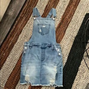 Jean skirt overalls